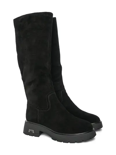 Сапоги черного цвета с молнией